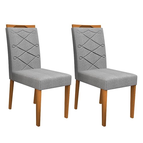 Conjunto 2 Cadeiras Caroline Ipê/Cinza Claro - PR Móveis  