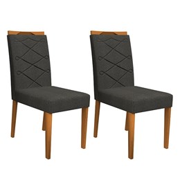 Conjunto 2 Cadeiras Caroline Ipê/Cinza Escuro - PR Móveis  