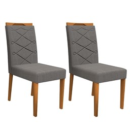 Conjunto 2 Cadeiras Caroline Ipê/Cinza - PR Móveis  