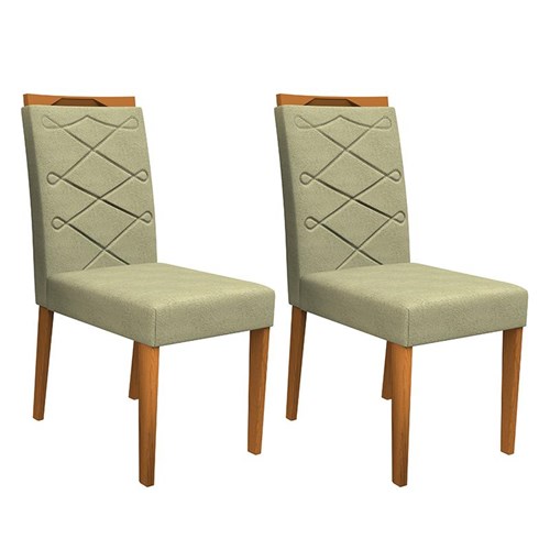 Conjunto 2 Cadeiras Caroline Ipê/Marfim - PR Móveis  