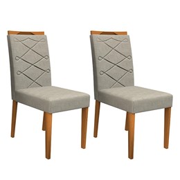 Conjunto 2 Cadeiras Caroline Ipê/Marrom Claro - PR Móveis  