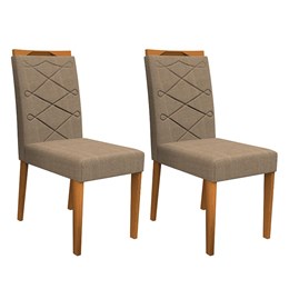 Conjunto 2 Cadeiras Caroline Ipê/Marrom Rosê - PR Móveis  