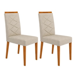 Conjunto 2 Cadeiras Caroline para Mesa de Jantar Ipê/Marrom Claro - New Ceval