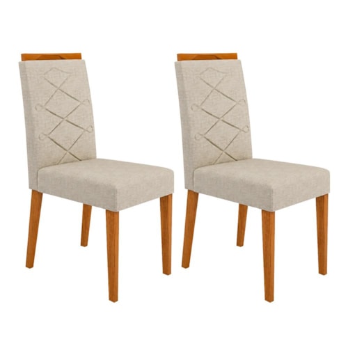 Conjunto 2 Cadeiras Caroline para Mesa de Jantar Ipê/Marrom Claro - New Ceval
