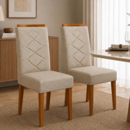 Conjunto 2 Cadeiras Caroline para Mesa de Jantar Ipê/Marrom Claro - New Ceval