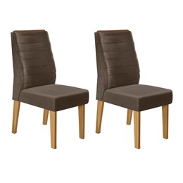 Conjunto 2 Cadeiras Curvata Carvalho Europeu/Marrom Café - PR Móveis 