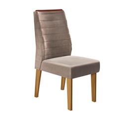 Conjunto 2 Cadeiras Curvata Carvalho Europeu/Veludo Caqui - PR Móveis 