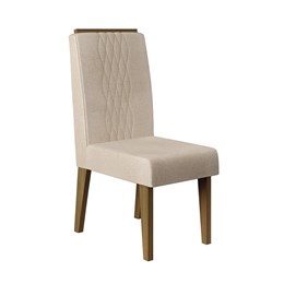 Conjunto 2 Cadeiras Elen Carvalho Europeu/Linho Árido - PR Móveis 