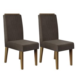 Conjunto 2 Cadeiras Elen Carvalho Europeu/Marrom Café - PR Móveis 