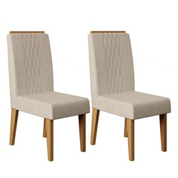 Conjunto 2 Cadeiras Elen Carvalho Europeu/Suede Nude - PR Móveis 