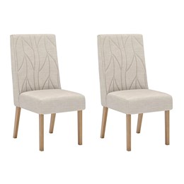 Conjunto 2 Cadeiras Eloá Nature/Suede Linho - Móveis Henn
