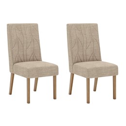 Conjunto 2 Cadeiras Eloá Nature/Veludo Creme - Móveis Henn