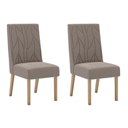 Conjunto 2 Cadeiras Eloá Nature/Veludo Marrom Amêndoa - Móveis Henn