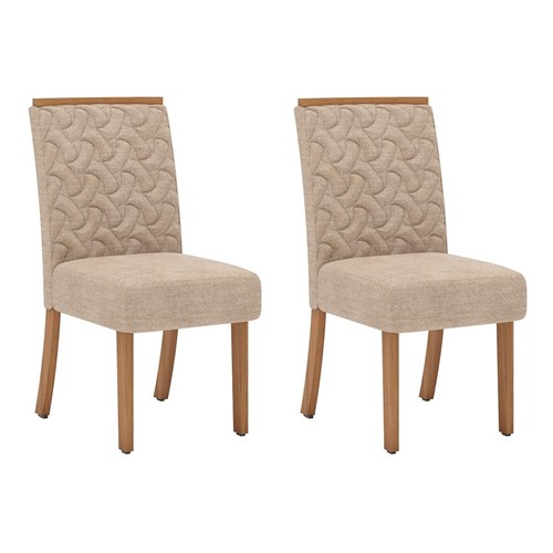Conjunto 2 Cadeiras Esther Nature/Veludo Creme - Móveis Henn