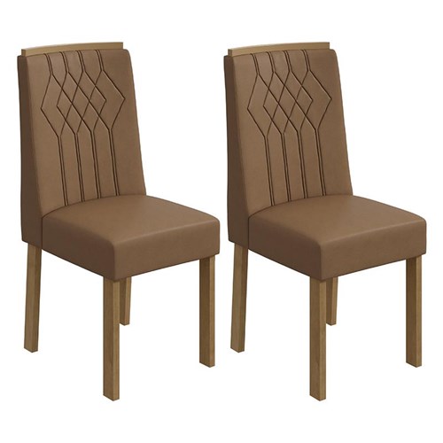 Conjunto 2 Cadeiras Exclusive Amêndoa/Corino Caramelo - Móveis Lopas