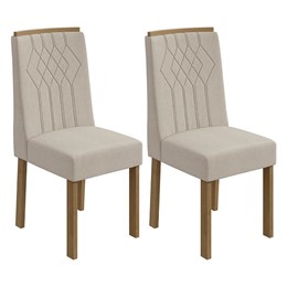 Conjunto 2 Cadeiras Exclusive Amêndoa/Linho Bege - Móveis Lopas