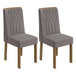Conjunto 2 Cadeiras Exclusive Amêndoa/Veludo Capuccino - Móveis Lopas
