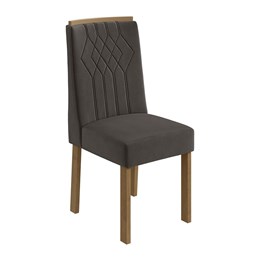 Conjunto 2 Cadeiras Exclusive Amêndoa/Veludo Marrom - Móveis Lopas