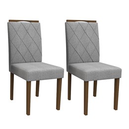 Conjunto 2 Cadeiras Isabela Amêndoa/Cinza Claro - PR Móveis 