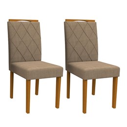Conjunto 2 Cadeiras Isabela Ipê/Marrom Rosê - PR Móveis  