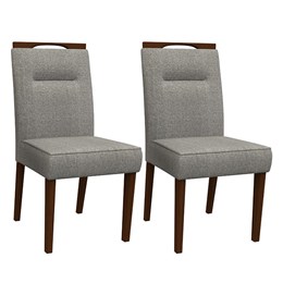 Conjunto 2 Cadeiras Itália Amêndoa/Cinza Claro - PR Móveis 