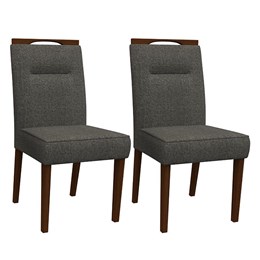 Conjunto 2 Cadeiras Itália Amêndoa/Cinza Escuro - PR Móveis 