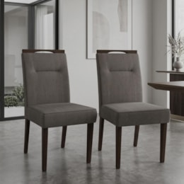 Conjunto 2 Cadeiras Itália Amêndoa/Cinza - New Ceval 