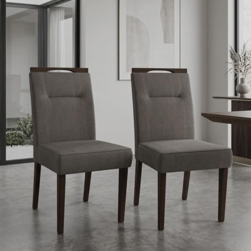 Conjunto 2 Cadeiras Itália Amêndoa/Cinza - New Ceval 