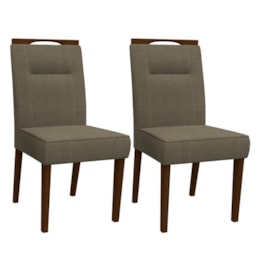 Conjunto 2 Cadeiras Itália Amêndoa/Cinza - PR Móveis Conjunto 2 Cadeiras Itália Amêndoa/Cinza - PR Móveis