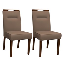 Conjunto 2 Cadeiras Itália Amêndoa/Marrom - PR Móveis 