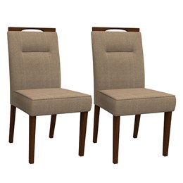 Conjunto 2 Cadeiras Itália Amêndoa/Marrom Rosê - PR Móveis 