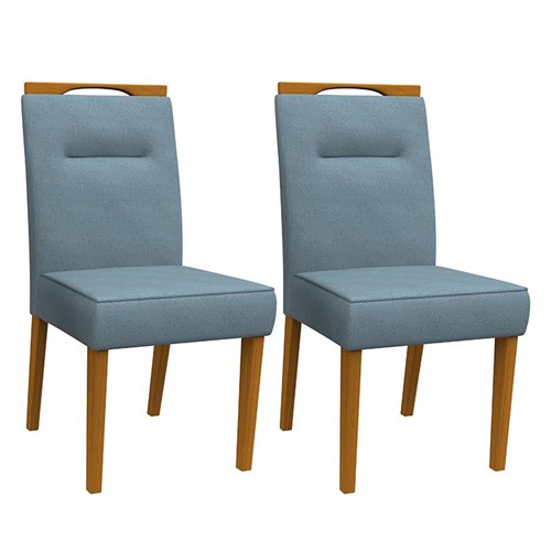 Conjunto 2 Cadeiras Itália Ipê/Azul - PR Móveis  