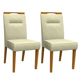 Conjunto 2 Cadeiras Itália Ipê/Bege - PR Móveis  