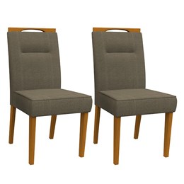 Conjunto 2 Cadeiras Itália Ipê/Cinza - PR Móveis  