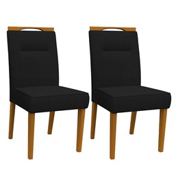Conjunto 2 Cadeiras Itália Ipê/Preto - PR Móveis  