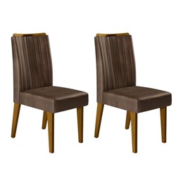 Conjunto 2 Cadeiras Lara Canela/Marrom Café - PR Móveis