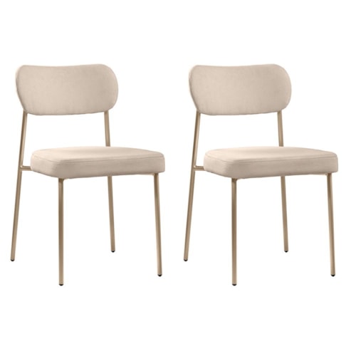 Conjunto 2 Cadeiras Lavínia Bouclê Bege/Aço Champanhe - Salaone