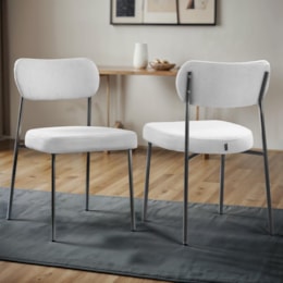 Conjunto 2 Cadeiras Lavínia Bouclê Cinza/Aço Preto - Salaone