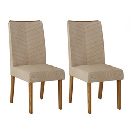 Conjunto 2 Cadeiras Lucila Carvalho Europeu/Linho Árido - PR Móveis