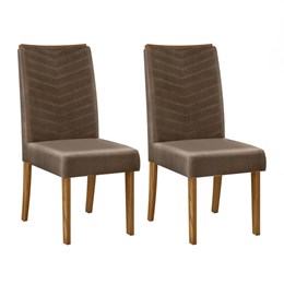 Conjunto 2 Cadeiras Lucila Carvalho Europeu/Marrom Café - PR Móveis