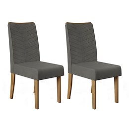 Conjunto 2 Cadeiras Lucila Carvalho Europeu/Suede Cinza - PR Móveis