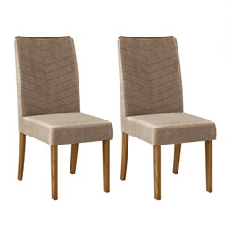 Conjunto 2 Cadeiras Lucila Carvalho Europeu/Veludo Caqui - PR Móveis
