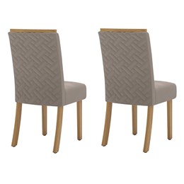 Conjunto 2 Cadeiras Malu Nature/Veludo Marrom Amêndoa - Móveis Henn