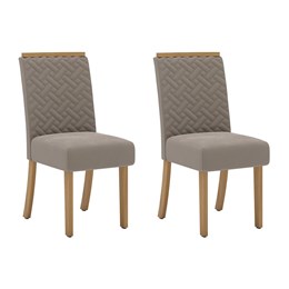 Conjunto 2 Cadeiras Malu Nature/Veludo Marrom Amêndoa - Móveis Henn