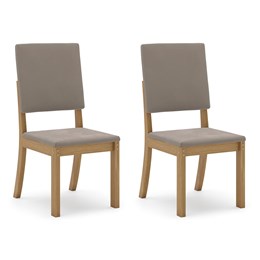 Conjunto 2 Cadeiras Milla Nature/Veludo Marrom Amêndoa - Móveis Henn