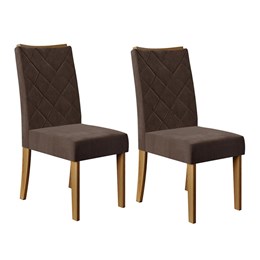 Conjunto 2 Cadeiras Sara Carvalho Europeu/Marrom Café - PR Móveis