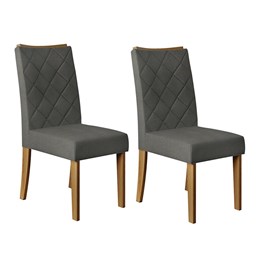 Conjunto 2 Cadeiras Sara Carvalho Europeu/Suede Cinza - PR Móveis