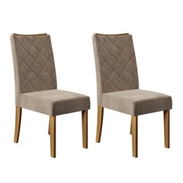 Conjunto 2 Cadeiras Sara Carvalho Europeu/Veludo Caqui - PR Móveis