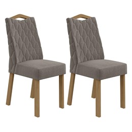 Conjunto 2 Cadeiras Vênus Amêndoa/Suede Bege - Móveis Lopas
