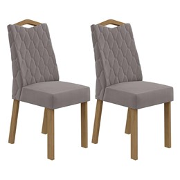 Conjunto 2 Cadeiras Vênus Amêndoa/Veludo Capuccino - Móveis Lopas 
